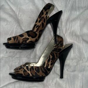 Guess Animal Print Slingback Heels